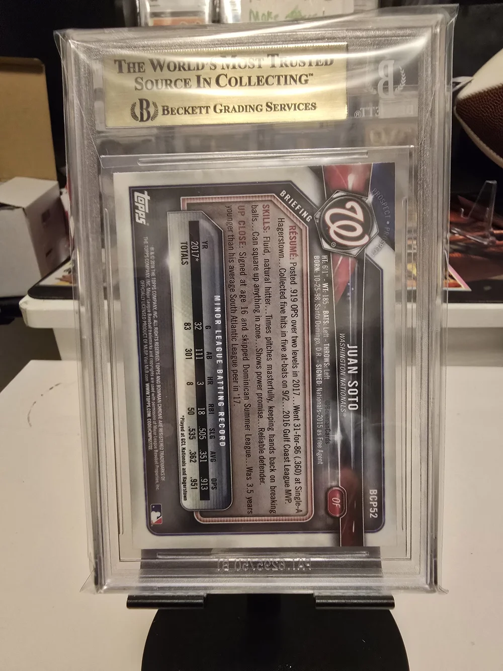 2018 Bowman Chrome Mega Box Prospect Refractor Juan Soto BGS 9.5
